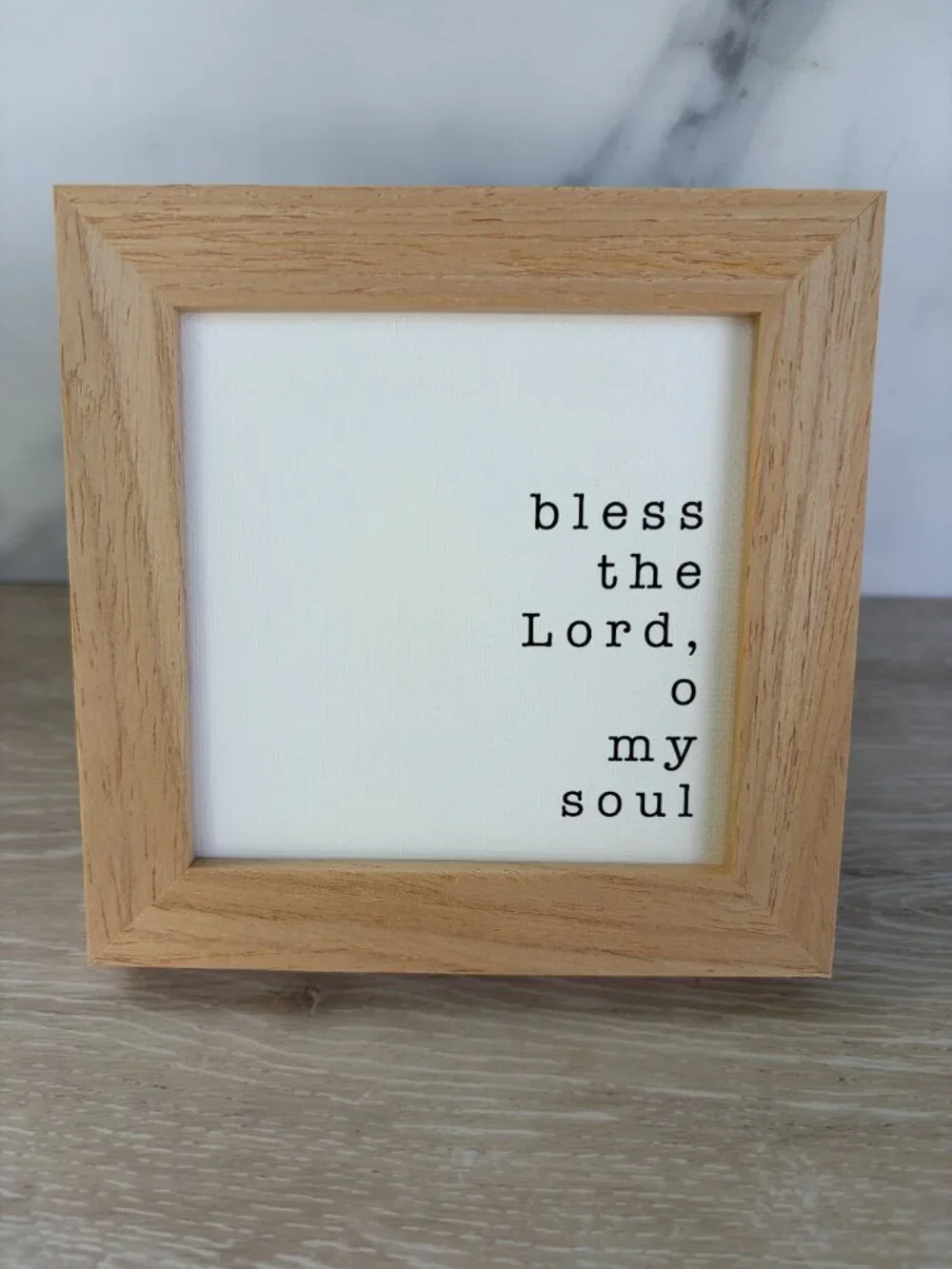 Bless The Lord Canvas Wood Sign 4x4 Natural Christian Rustic Tiered Tray Shelf